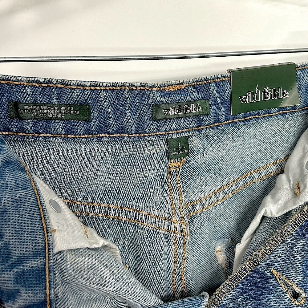 Wild Fable High Rise Wide Leg Bermuda Jean Shorts Size 2/26 New Sale - Picture 6 of 9